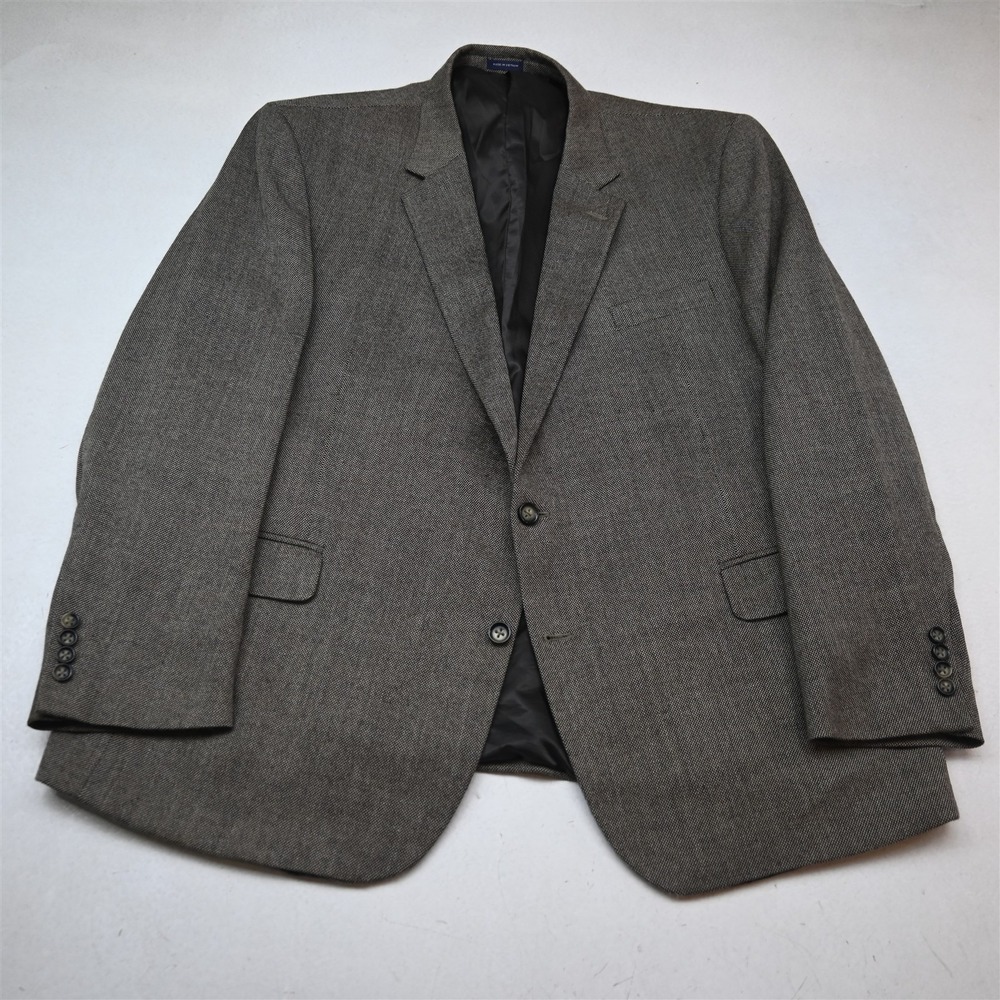 Stafford 52R Brown Birdseye 100% Merino Wool Tweed Blazer Jacket Sport Coat